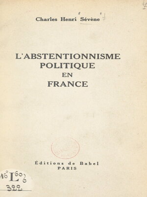 cover image of L'abstentionnisme politique en France
